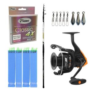 YekOutdoor Surf Olta Seti Kendo Azurro Surf 420cm 250 gr Teleskopik Olta Kamışı&Okuma JAW-55 3+1BB Olta Makinesi