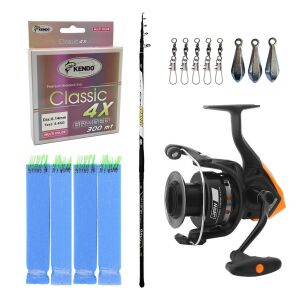 YekOutdoor Surf Olta Seti Kendo Azurro Surf 420cm 250 gr Teleskopik Olta Kamışı&Okuma JAW-55 3+1BB Olta Makinesi