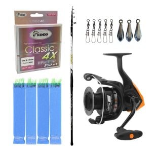 YekOutdoor Surf Olta Seti Kendo Azurro Surf 420cm 250 gr Teleskopik Olta Kamışı&Okuma JAW-65 3+1BB Olta Makinesi