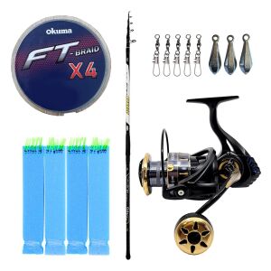 YekOutdoor Surf Olta Seti Kendo Azurro Surf 420cm 200 gr Teleskopik Olta Kamışı&Kendo GP6000 5+1BB Olta Makinesi