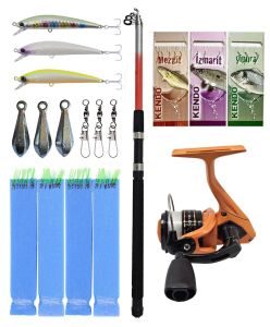 YekOutdoor Çocuk Olta Seti Kendo Elbe 2.10m 70-150gr Olta Kamışı&Okuma X-Otic XT-20NO Neon Orange 1BB Olta Makinesi