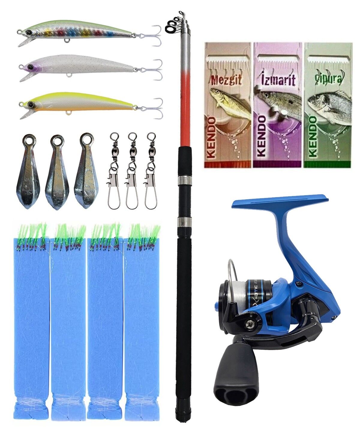 YekOutdoor Çocuk Olta Seti Kendo Elbe 2.10m 70-150gr Olta Kamışı&Okuma X-Otic XT-20EB 1BB Olta Makinesi