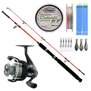 YekOutdoor Bot-Tekne Olta Seti Kendo Holiday Boat 1.80m 100-250gr 2 Parça Olta Kamışı&Okuma Revenger RV-65 FD Olta Makinesi
