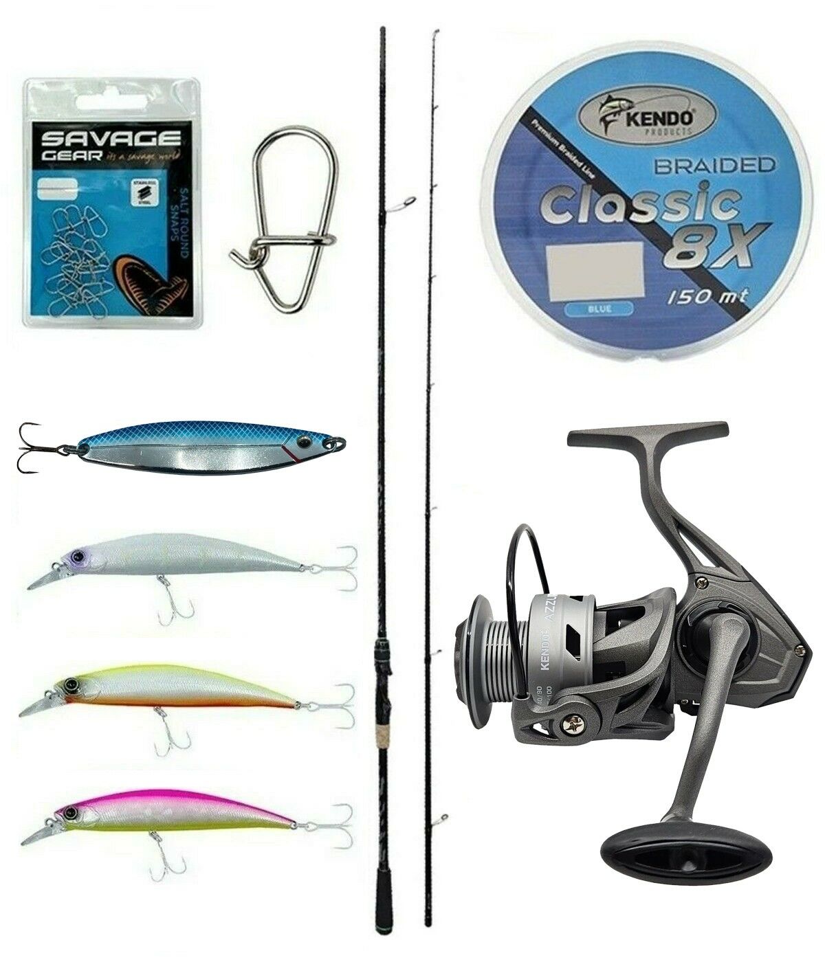 Yek Outdoor Spin Olta Seti Kendo Kenshi Pro 2.73m 12-45gr Olta Kamışı&Kendo Azurro 4000 Olta Makinesi