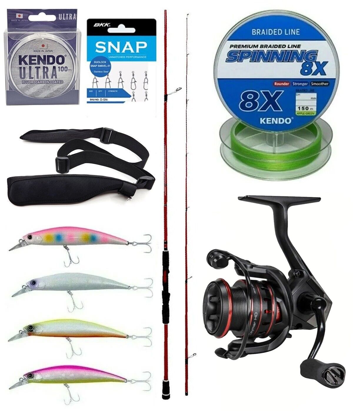 Yek Outdoor Spin Olta Seti Okuma Red Spin 8'0'' 243 cm 7-28 gr 2 Parça&Okuma Ceymar CHD-2500A 7+1BB Olta Makinesi