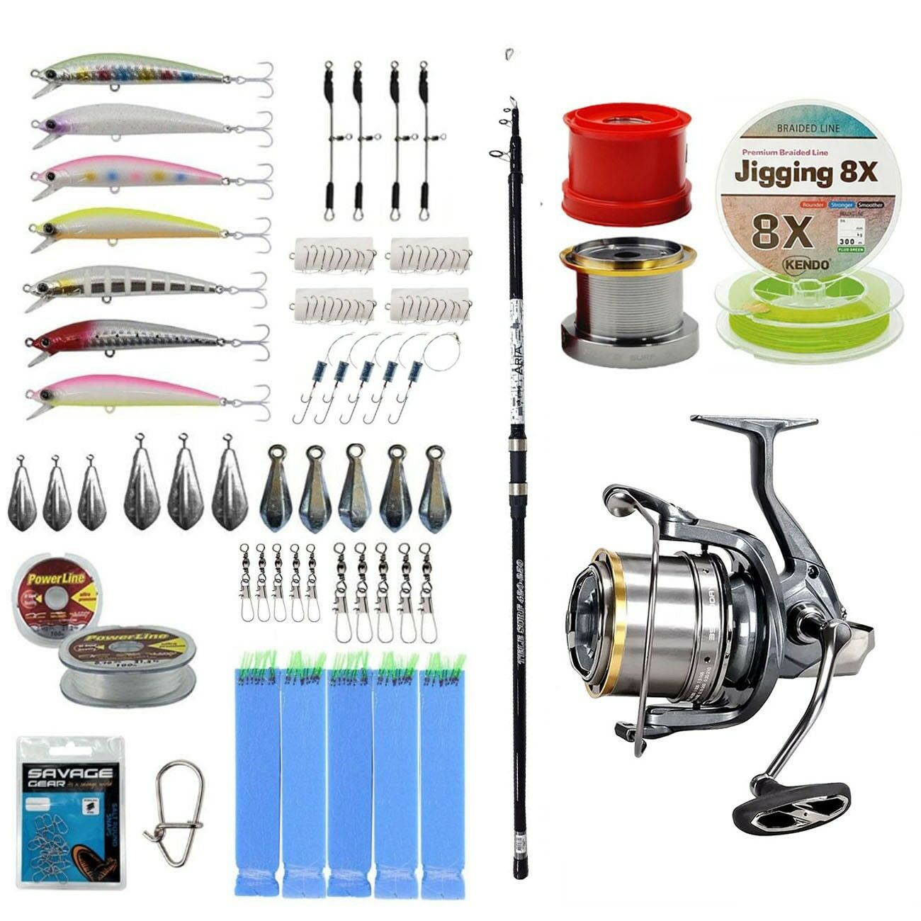 YekOutdoor Yüksek Performans Olta Seti Okuma Aria Tele Surf 3,90 cm 100-200 gr Surf Kamışı&Okuma Flite Surf FLS35-1500AY Gunsmoke 9+1BB Olta Makinesi
