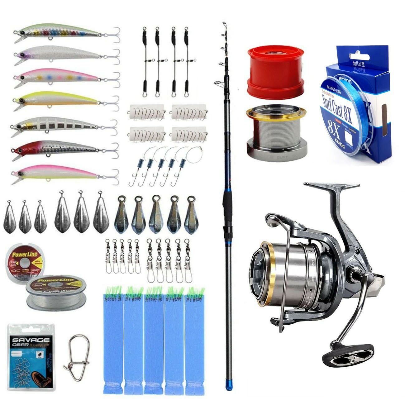 YekOutdoor Yüksek Performans Olta Seti Dam Imax Tele Surf 14'/4.20M MF 100-250G 5 Parça Surf Kamışı&Okuma Flite Surf FLS35-1500AY Gunsmoke 9+1BB Olta Makinesi