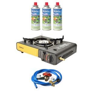 Nurgaz Ng 501 Çantalı Tekli Portatif Ocak + 3 Adet Kartuş +Hortum Dedantör Musluk Set