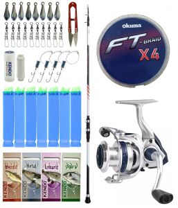 Yek Outdoor Tekne Olta Seti Shimano Kamış Vengeance AX Boat Tele 1,80m 150g 3pc&Okuma ARIA-8000a Olta Makinesi