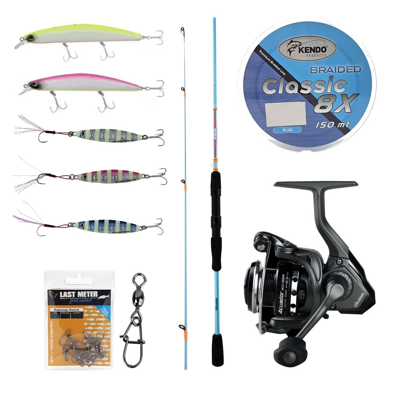 YekOutdoor Okuma Spin Olta Seti Okuma Fuel Spin 2,74 cm 7-30 gr 2 Parça Spin Kamışı&Okuma Acuador ACU-5000A 3+1BB Olta Makinesi