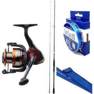 Savage Gear At-Çek Spin Seti Sgs2 All-Around 9'/2.74M 7-35 gr 2 Parça Kılıflı Kamış - Savage Gear Sg2 4000 Fd 5+1bb Olta Makinesi - Kendo Surf Cast 8x Fighting 300 mt Örgü Ip ( Ice Blue)